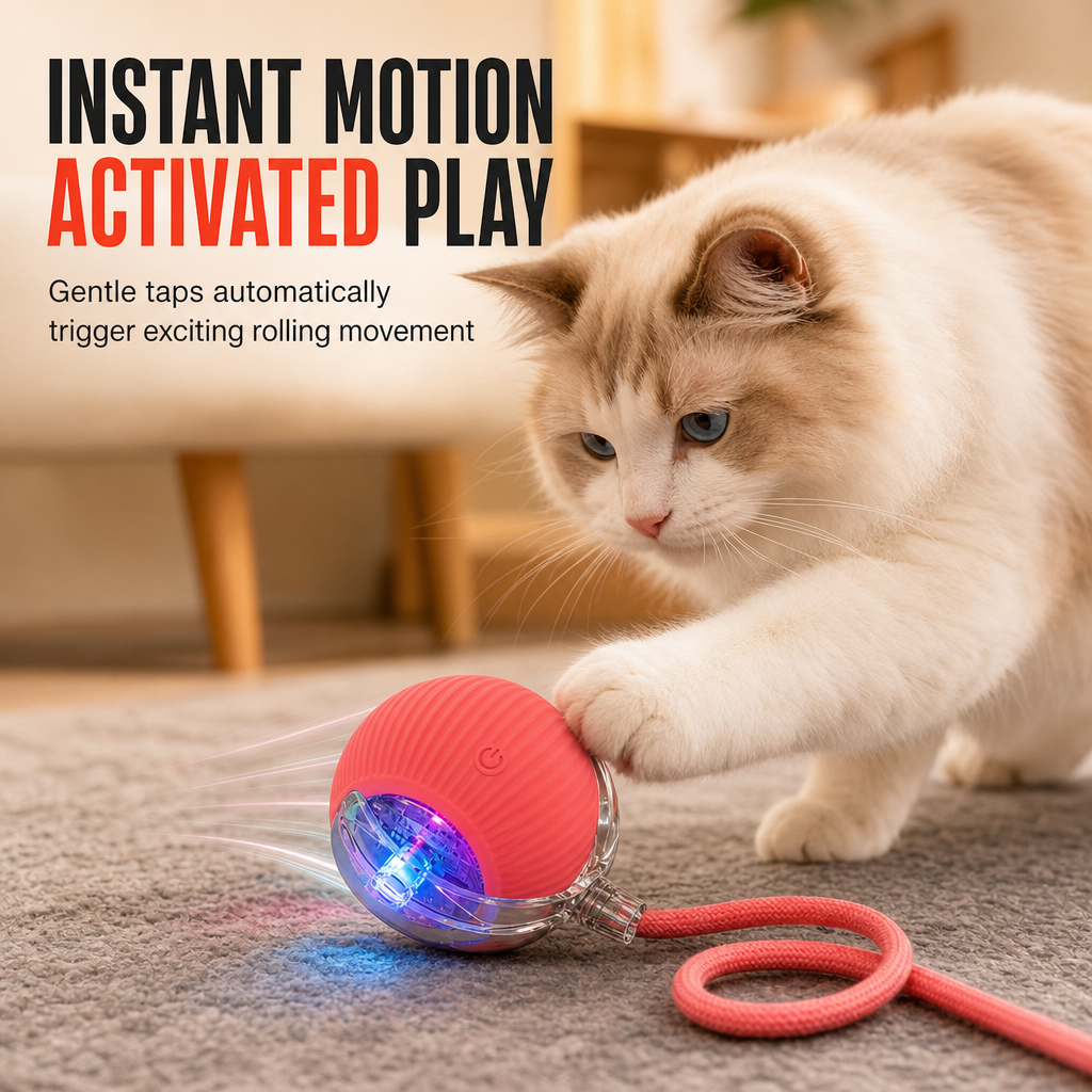 🎁Geschenkidee Heißer Verkauf 🐱🔥Intelligentes automatisches rollendes Katzenspielzeug mit Seil