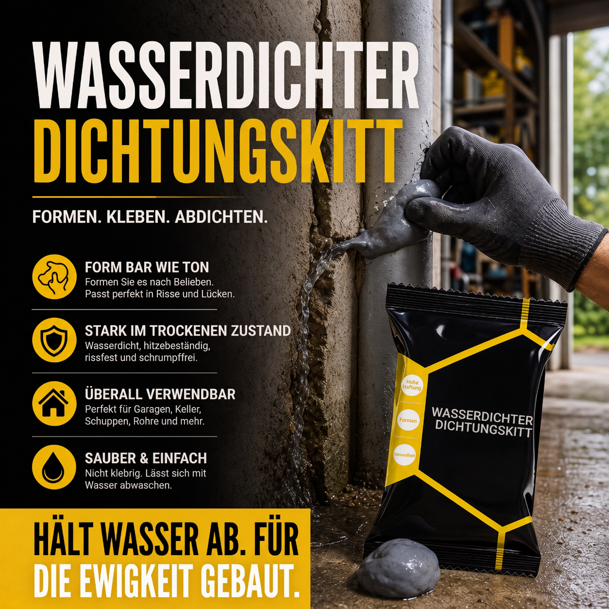 🏠 NUR FÜR KURZE ZEIT 50% RABATT! Wasserabweisende Dichtmasse, formbarer Füllstoff zum Abdichten von Löchern zum Verschließen von Rohr- und Wandlücken