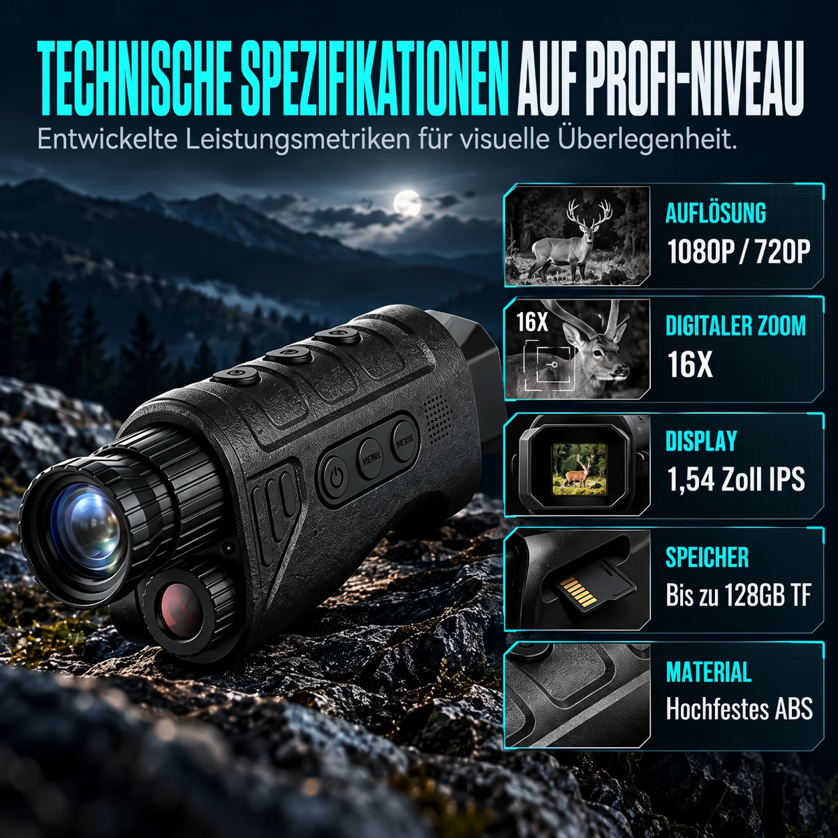📢📢 50% RABATT🔍1080P HD Nachtsichtmonokular – 16-facher Digitalzoom für Outdoor-Abenteuer und Tierbeobachtung