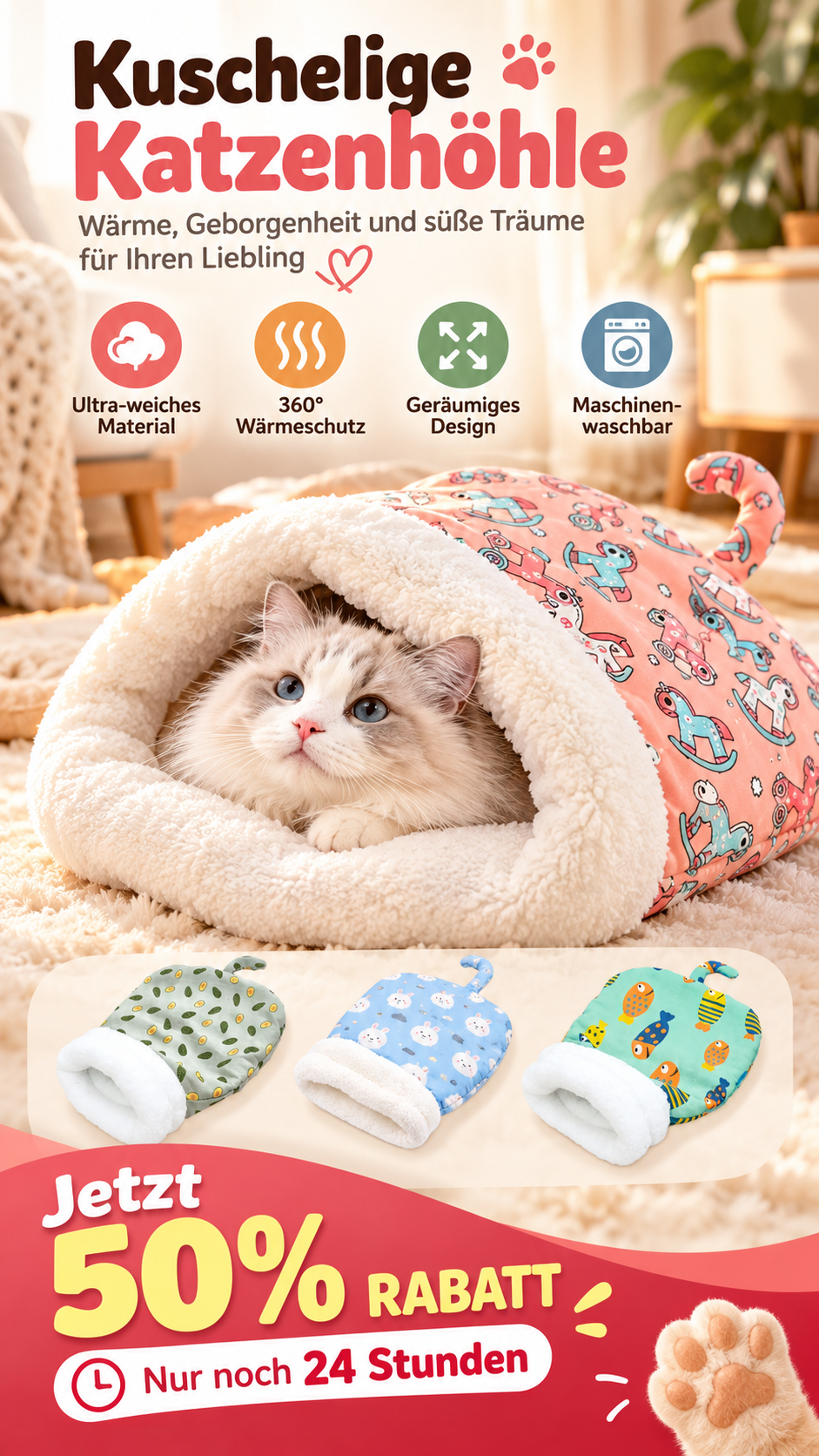 🐱 Gemütlicher Katzen-Winterschlafsack-Gcom