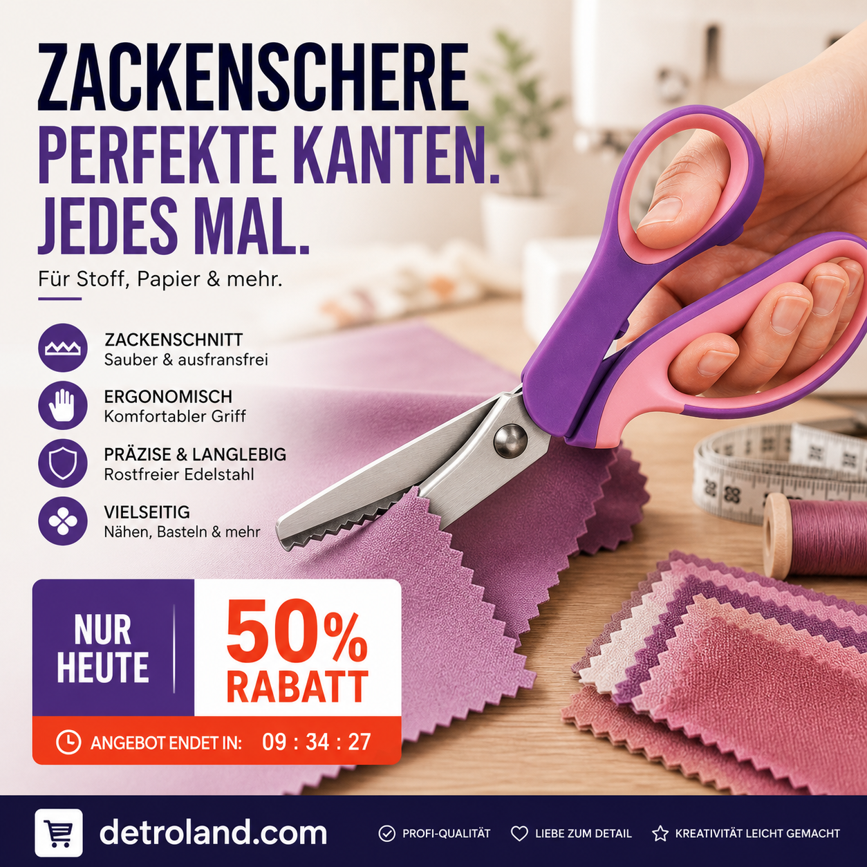 📢📢 50 % RABATT!! 🥳✨ Multifunktionale Zickzack-Schere, gezackte Schere ✂️🧵