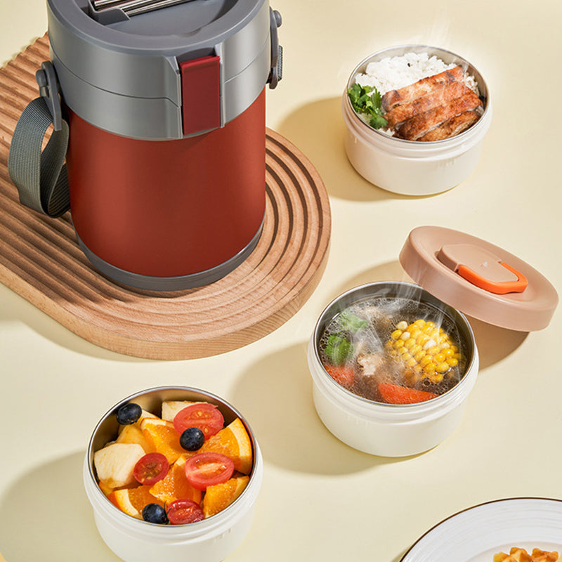 Mehrschichtige Edelstahl-Lunchbox mit großem Fassungsvermögen und extralanger Isolierung