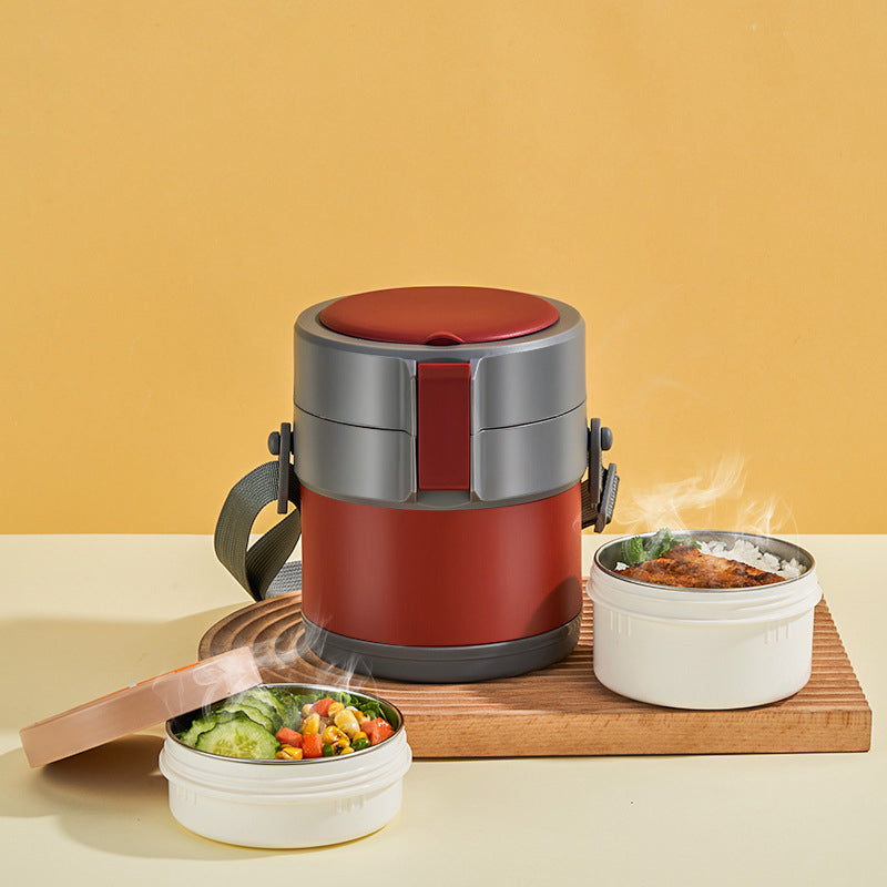 Mehrschichtige Edelstahl-Lunchbox mit großem Fassungsvermögen und extralanger Isolierung