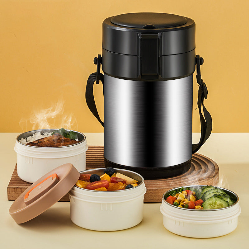Mehrschichtige Edelstahl-Lunchbox mit großem Fassungsvermögen und extralanger Isolierung