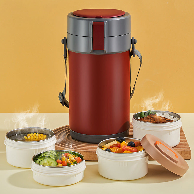 Mehrschichtige Edelstahl-Lunchbox mit großem Fassungsvermögen und extralanger Isolierung